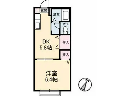 プリマヴェーラゆき(1DK/1階)の間取り写真