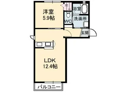 パレス大殿(1LDK/2階)の間取り写真