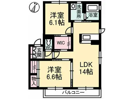 シャーメゾン・フォレスト(2LDK/2階)の間取り写真