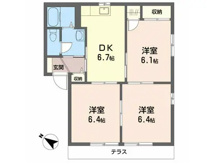 YSアベニュー(3DK/1階)の間取り写真