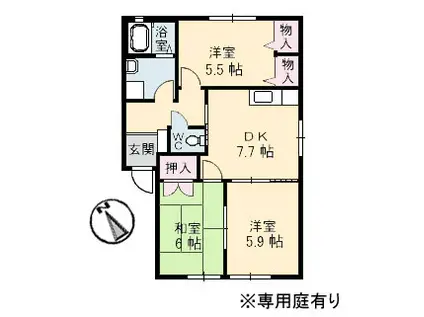 フレグランス川下(3DK/1階)の間取り写真