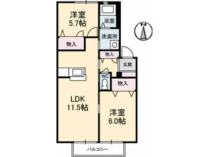 ベルエポック(2LDK/1階)の間取り写真
