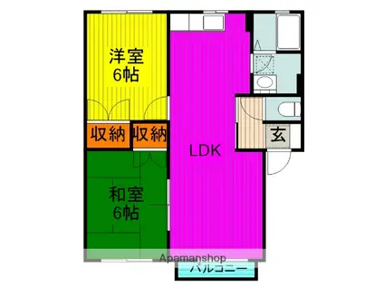 リヴィエール B棟(2LDK/1階)の間取り写真