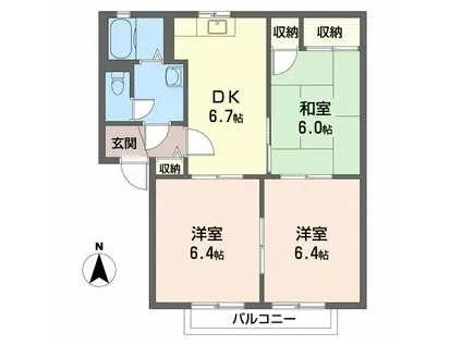 ロイヤル・オークス(3DK/2階)の間取り写真