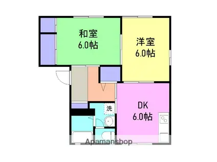 シャルム21B棟(2DK/1階)の間取り写真