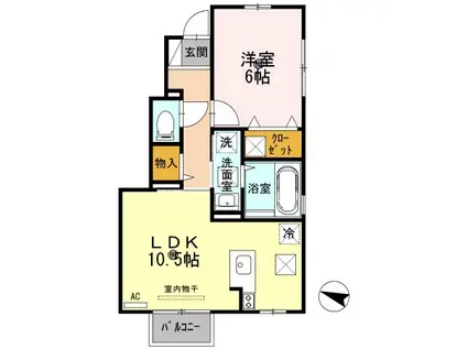 ゴールドクエストB(1LDK/1階)の間取り写真