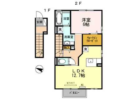 ゴールドクエストB(1LDK/2階)の間取り写真