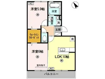 デア ブリッツ(2LDK/2階)の間取り写真