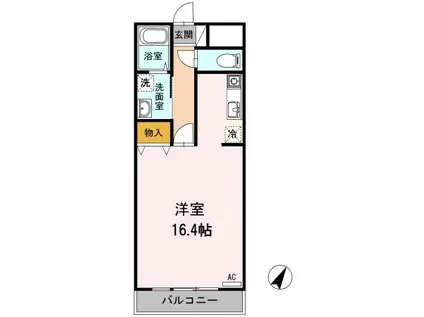 アステラス湯田(1K/3階)の間取り写真