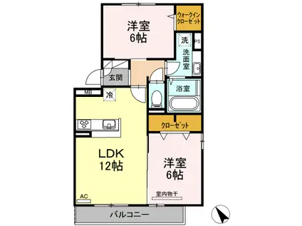ユナイテッド フィールズ(2LDK/3階)の間取り写真