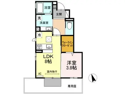 ヴィラ チェリベ(1LDK/1階)の間取り写真