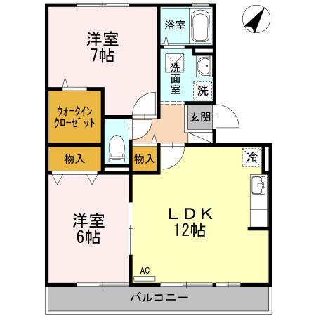 グランパルク(2LDK/3階)の間取り写真