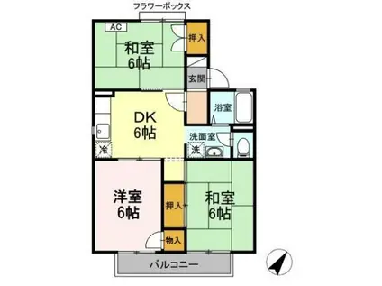 パークサイド吉敷A棟(3DK/1階)の間取り写真