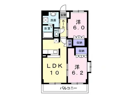 サニープレイス(2LDK/2階)の間取り写真