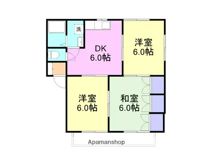 コーポ松本E(3DK/2階)の間取り写真