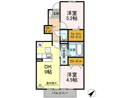 サン クレスト(2DK/1階)の間取り写真