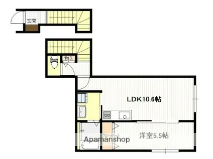 新町2丁目アパート(1LDK/2階)の間取り写真