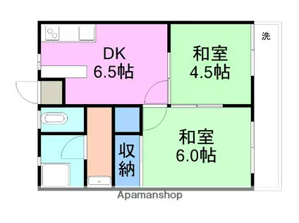 コーポうめもと(2DK/1階)の間取り写真