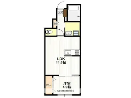 新町一丁目アパート(1LDK/1階)の間取り写真