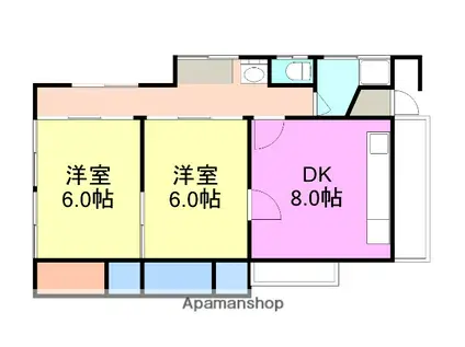 岩徳線 岩国駅 徒歩13分 1階建 築47年(2DK)の間取り写真