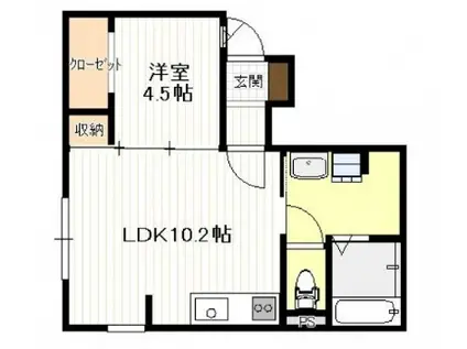 クロコダイル南栄(1LDK/1階)の間取り写真