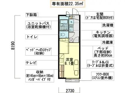 レオパレスルーチェ旭町(1K/2階)の間取り写真
