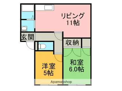 コーポラスSUN(2LDK/1階)の間取り写真