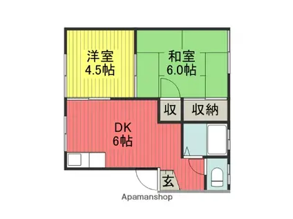 グランドハイツ(2DK/1階)の間取り写真