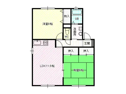 メゾンドシャトン(2LDK/2階)の間取り写真