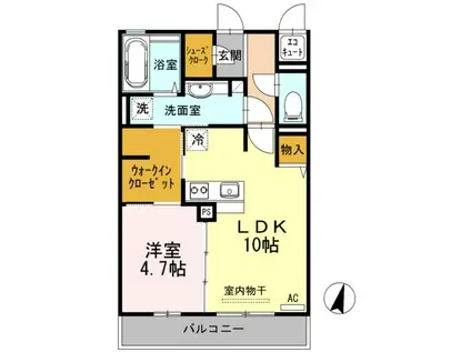 ジュネス・ハーベス(1LDK/2階)の間取り写真