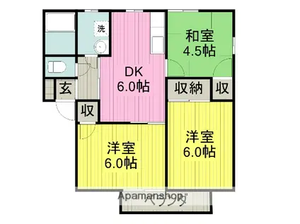 レジデンス三好(3DK/2階)の間取り写真