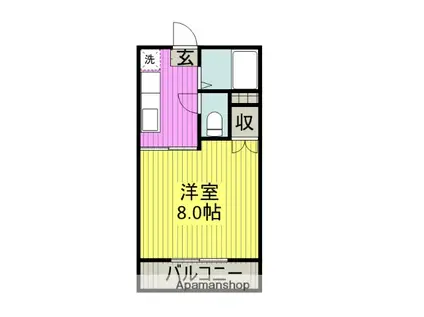 オーチャードB(1K/1階)の間取り写真