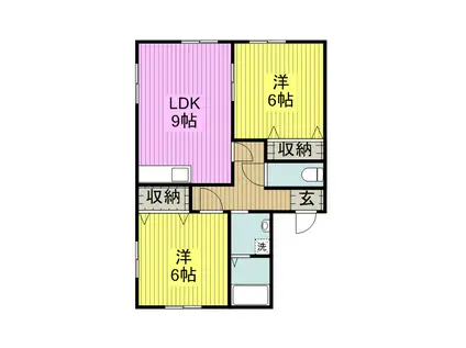グリーンブラウン(2LDK/2階)の間取り写真