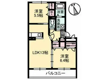 サンライズスクエアA(2LDK/1階)の間取り写真
