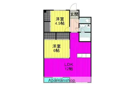 プランドール矢原(2LDK/5階)の間取り写真
