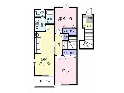 ミニョンひな(2DK/2階)の間取り写真