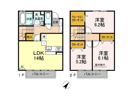 アートライフ黄金町 B棟(3LDK)の間取り写真