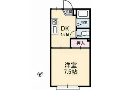 タウニーマタノ B棟(1DK/1階)の間取り写真