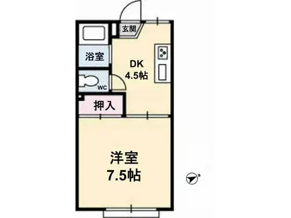 タウニーマタノ B棟(1DK/2階)の間取り写真