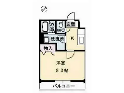 JRBハイツふしの(1K/2階)の間取り写真