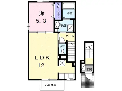 グランデ・HIDE B(1LDK/2階)の間取り写真