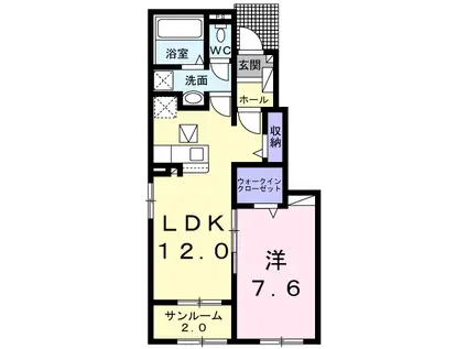 グランド ヒル小郡(1LDK/1階)の間取り写真