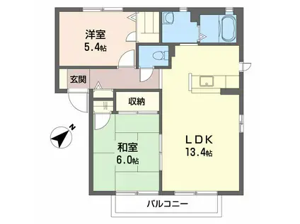 シャーメゾン黒川 B棟(2LDK/1階)の間取り写真