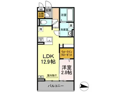 ソンシル新山口(1LDK/3階)の間取り写真