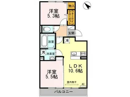 サンガーデン赤妻 A棟(2LDK/3階)の間取り写真