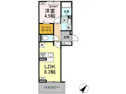 ポポンタ ミュー(1LDK/1階)の間取り写真