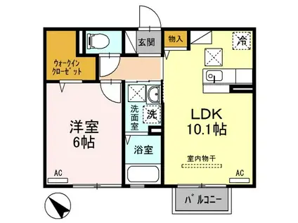リッツハウスB棟(1LDK/1階)の間取り写真