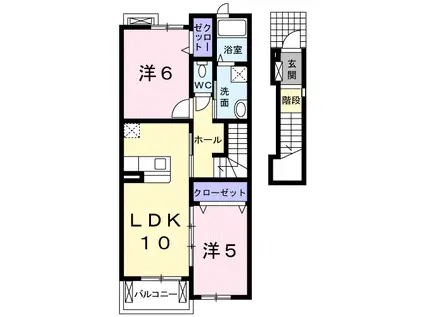パルティールB(2LDK/2階)の間取り写真