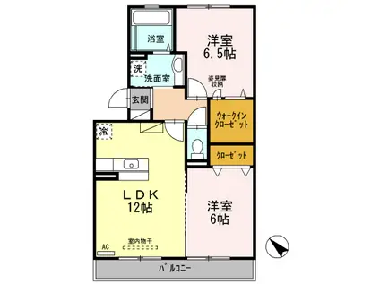 グランドュール(2LDK/2階)の間取り写真