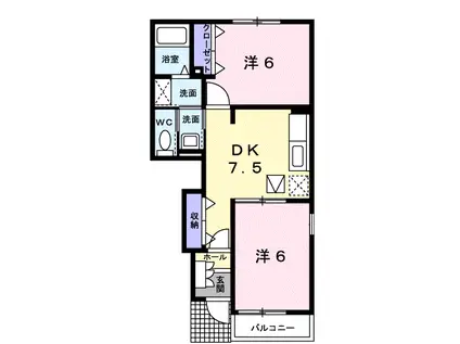 グリーン・メゾンB(2DK/1階)の間取り写真